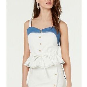 Line & Dot Two-tone Denim Crop Top | NWT